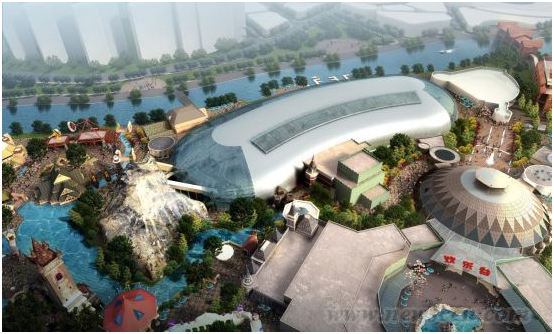 天津欢乐谷陆地公园室内场馆“欢乐时光”采用气枕式ETFE膜结构建筑